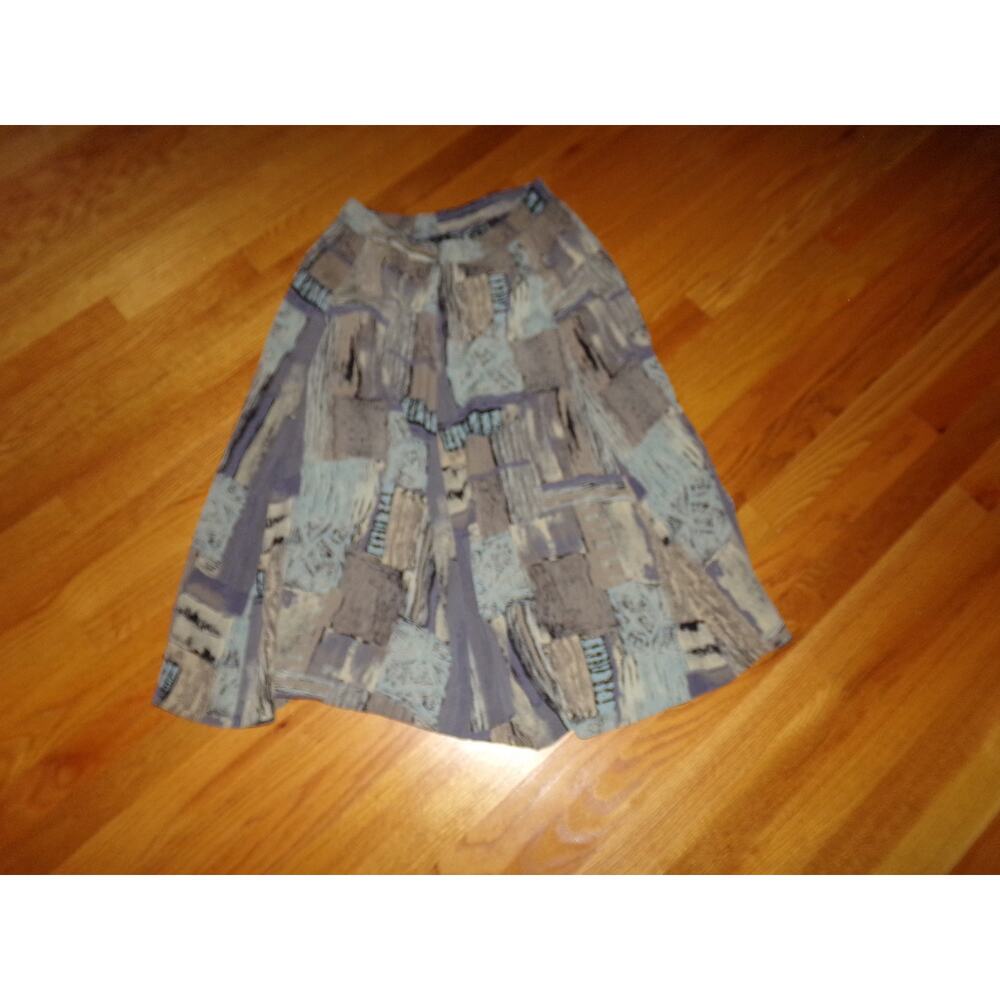 Vintage 90s Karen Kane watercolor geo full skirt 10 boho elastic waist